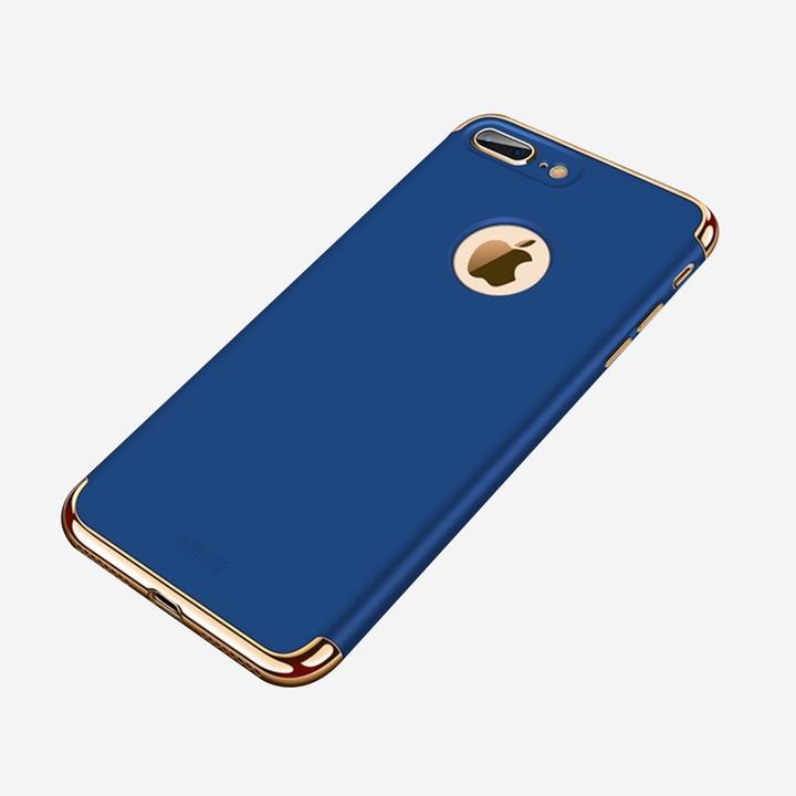 Produktbild König Design Handy Hülle Schutz Case für Apple iPhone 8 Plus Bumper 3 in 1 Cover Chrom Blau (Apple iPhone 8 Plus)