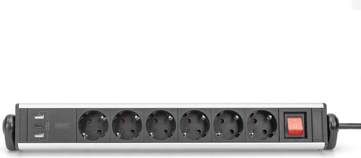 Immagine prodotto Digitus Presa di corrente in alluminio a 6 vie 2xUSB-A/1xUSB-C (6 x, USB-C, USB-A, 1.50 m)
