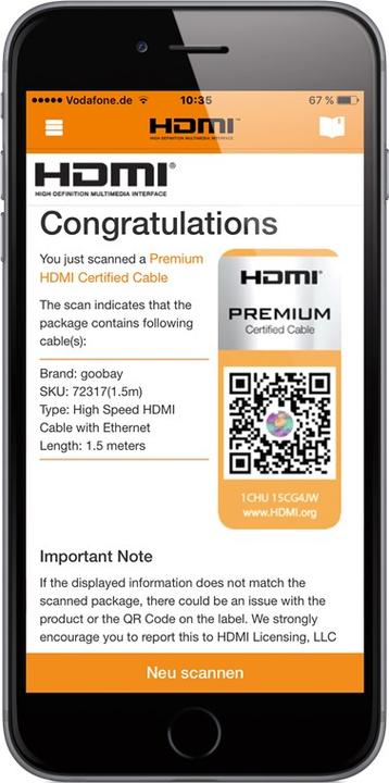 Actual product image Goobay HDMI (Typ A) — HDMI (Typ A) (0.50 m, HDMI)