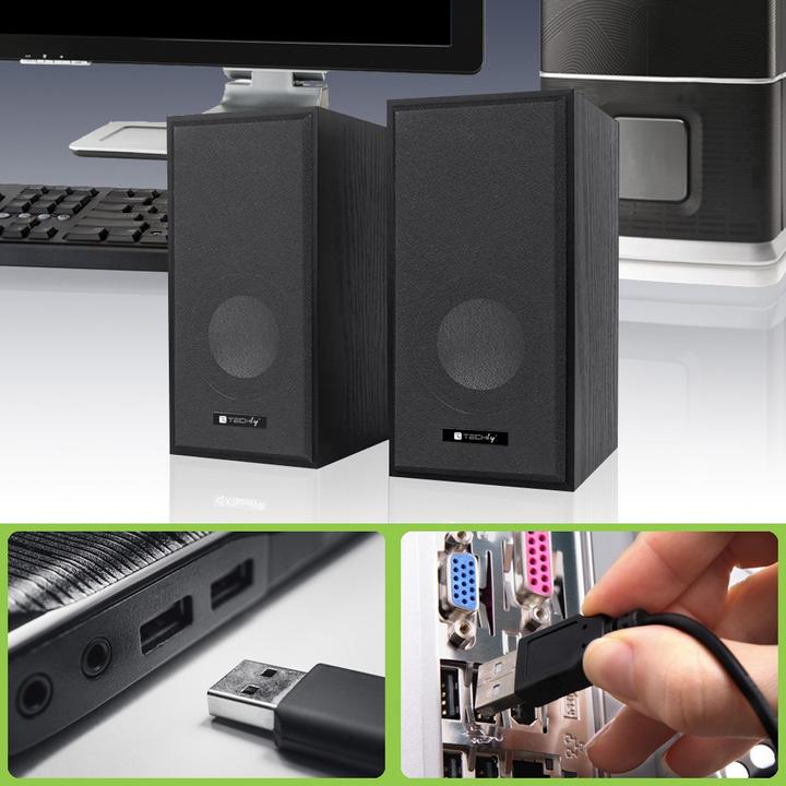 Actual product image Techly Wooden Speaker Set for Notebook