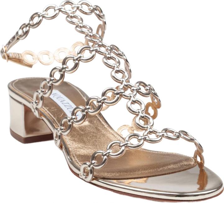Actual product image Aquazzura Aquazzurra infinity chain ​​35 sandal in mirrored leather, gold color (40)