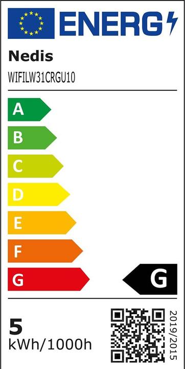 Energie-Label Nedis SmartLife-LED-Glühbirne | Wi-Fi | GU10 | 330 lm | 5 W | Warmweiss | 2700 K | Energieklasse: A+ (GU10, 5 W, 330 lm, 3 x, G)