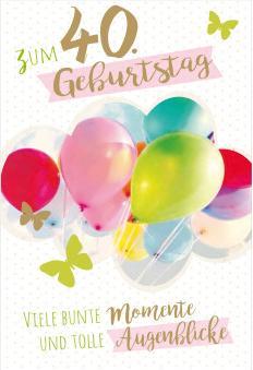 Produktbild Susy Card Geburtstagskarte - 40. Geburtstag "Luftballons"