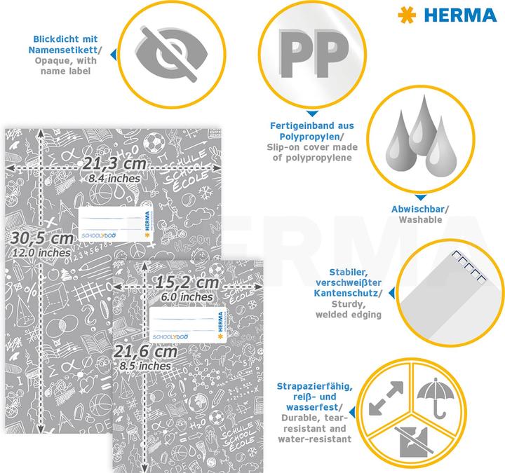 Image du produit HERMA Protège-cahier A4 SCHOOLYDOO (A4, Quadrillé, Couverture rigide)