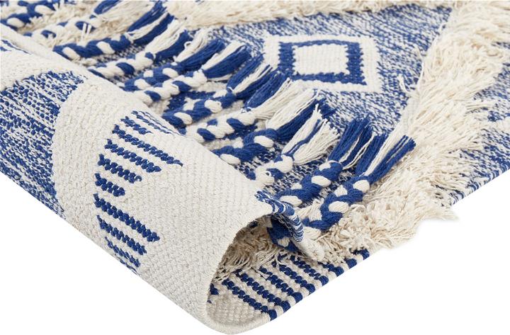 Immagine prodotto Beliani Tappeto in cotone 140 x 200 cm Beige e Blu MANAVGAT Lumarko. (140 x 200 cm)