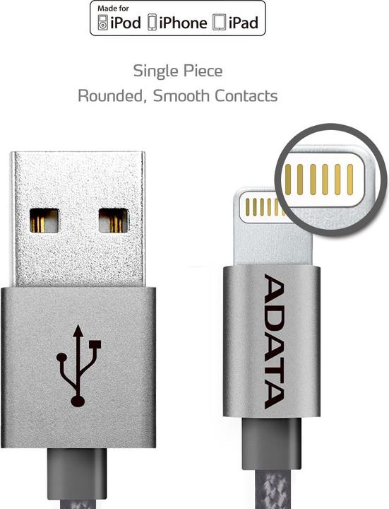 Actual product image Adata Lightning charging cable (1 m, USB 2.0)