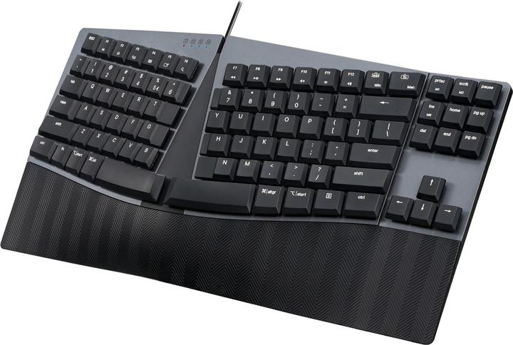 Actual product image Perixx PERIBOARD-335 DE BL, wired ergonomic mechanical compact keyboard - flat blue (DE, Cable)