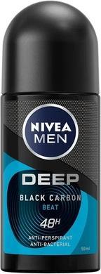 NIVEA Men Deepack Carbon Beat Antiperspirant Activated Carbon Roll-On 50Ml (Roll-on, 50 ml)