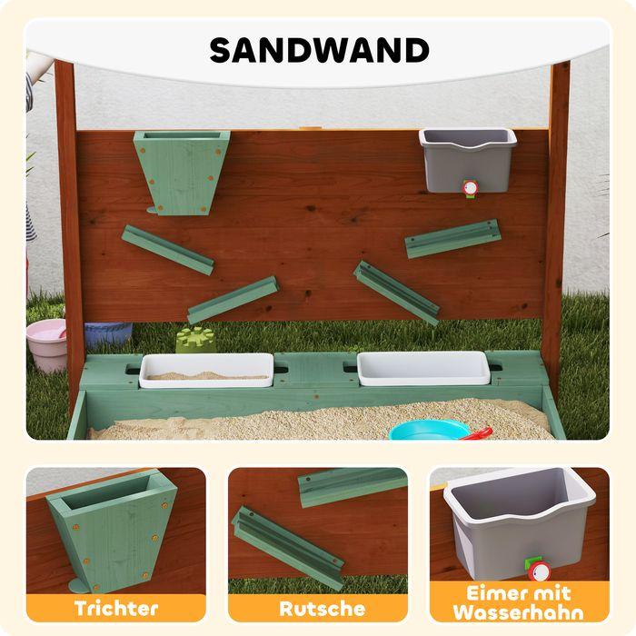 Actual product image Swisshandel24 Sandkasten mit Dach, 116 x 112,5 cm Sandkiste aus Holz für 3-6 Jahre Kinder Grün