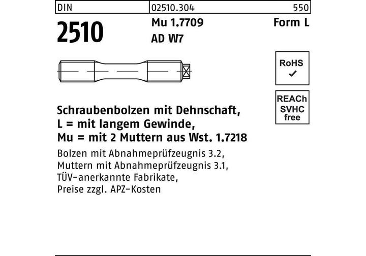 Image du produit DIN 2510 m.Dehnschaft/2Muttern (1 Vis par pièce)