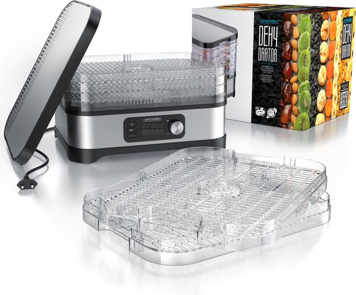 Image du produit Arendo Dörrautomat mit Temperaturregler, 5 Etagen, 35-70°C, Edelstahl, Dörrgerät 400 W, Timer 24h, BPA-frei