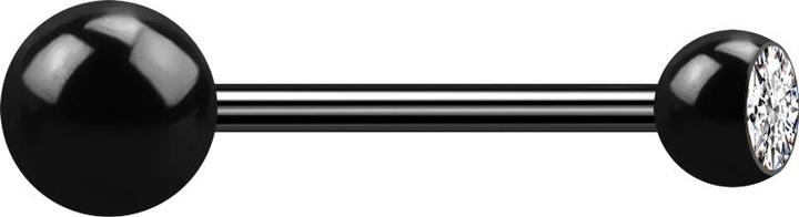 Produktbild Star Piercing Micro Barbell schwarz mit Kugel und Kugeln Kristall silber (ohne Messing, Chirurgenstahl 316L)