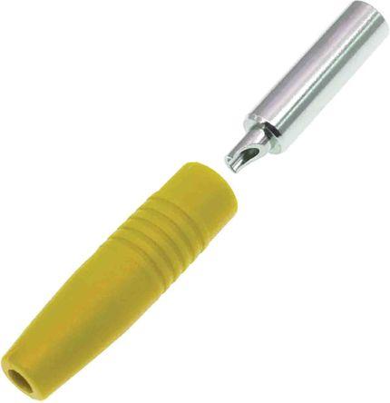 Produktbild Rs Pro 4 mm Bananenbuchse Gelb, Kontakt vernickelt, 30V / 24A, Lötanschluss
