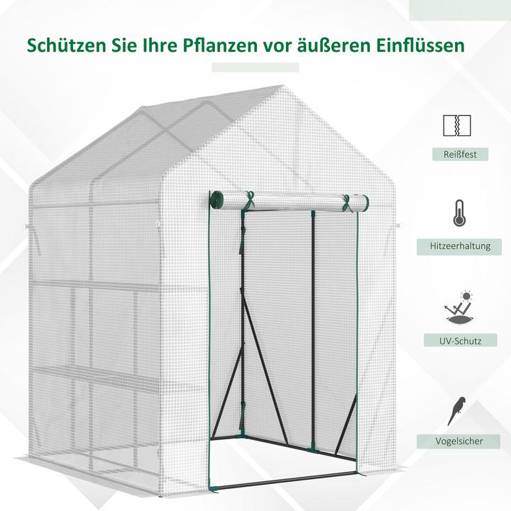 Actual product image Outsunny Foil greenhouse with flower shelves