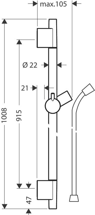 Actual product image hansgrohe Unica shower rod S Puro 90 cm with Isiflex shower hose 160 cm