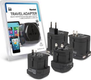 Immagine prodotto Hamlet Traver Adapter adattatore universale da viaggio per prese elettriche più caricatore usb (1750 W)