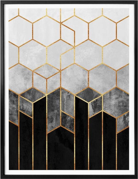 Produktbild Trenddeko Hexagone: Schwarz und Grau (60 x 80 cm)