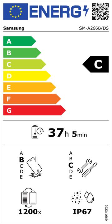 Label énergétique Samsung Galaxy A26 (256 Go, Mint, 6.70", Double SIM, 50 Mpx, 5G)