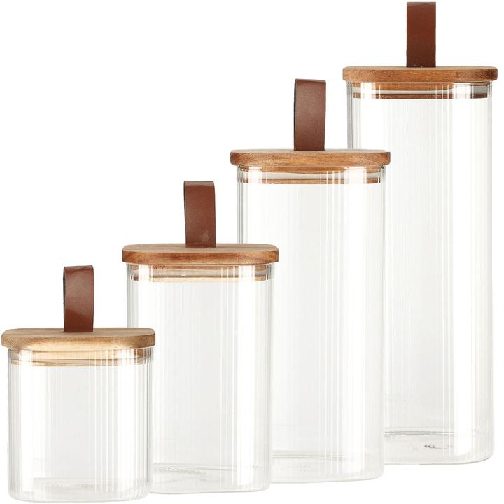 Actual product image Excellent Houseware Set of 4 storage jars with acacia wood lids, 750, 1150, 1500, 1900 ml (1.90 l)