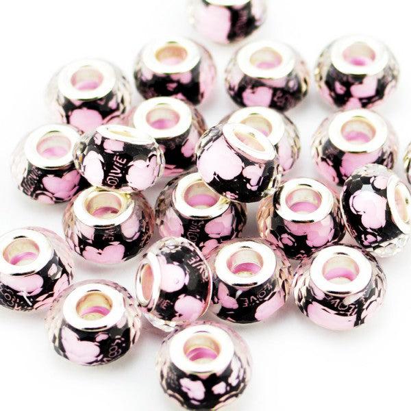 Produktbild Hermex LOVE Bead versilbert 925 - Silbrig Rosa (Acrylglas, 925er Silber)