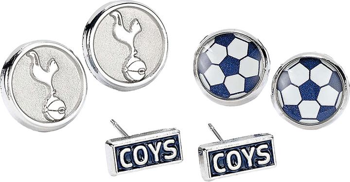 Actual product image Tottenham Hotspur FC Coys Silver Painted Stud Earrings Set (Pack of 3) (100% synthetic material)
