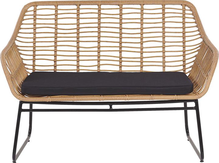 Immagine prodotto Beliani Set da salotto in rattan naturale con cuscini a 4 posti Nero MINORI
