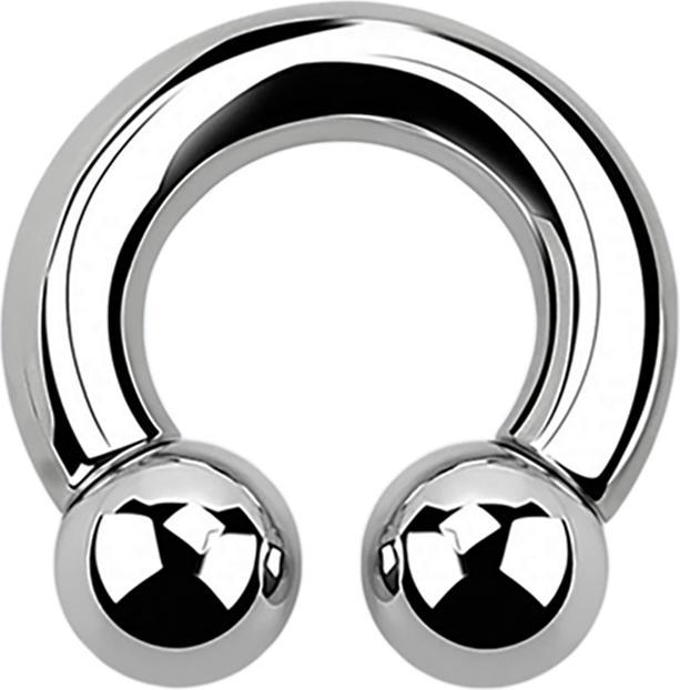 Star Piercing Circular Barbell Innengewinde silber mit zwei Kugeln (Titan G23, ohne Messing)