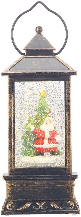 Actual product image Infactory Decorative LED lantern with snow swirl, Santa Claus and fir tree (1 x)