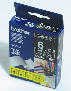 Produktbild Inkadoo Brother TZ315 P-Touch weiss auf schwarz Laminat 6mm x 8m P-Touch (0.60 cm, Weiss)