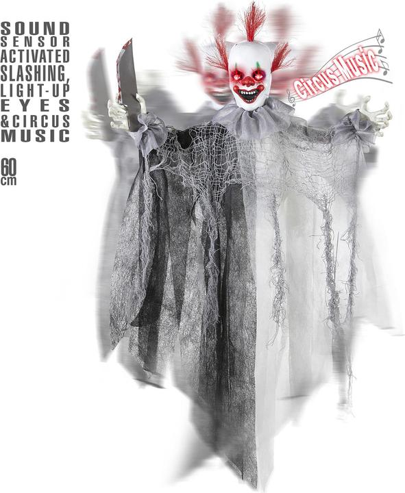 Produktbild Widmann Killer Clown animiert mit Messer und Circus Music 60cm - Kopie