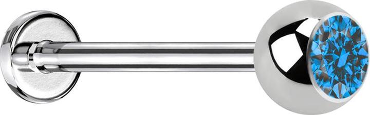 Produktbild Star Piercing Micro Labret silber mit Kugel und Kristall hellblau (ohne Messing, Chirurgenstahl 316L)