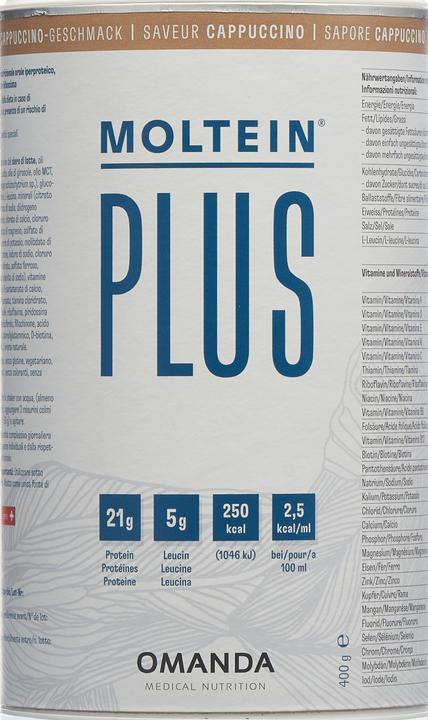 Nährwerte und Zutaten Moltein Plus 2.5 Cappuccino (400g) (1 Stück, Pulver, 470 g)