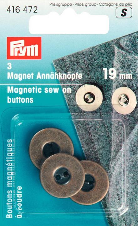 Immagine prodotto Prym Bottone da cucito a calamita, ottone vecchio 19 mm, scheda 3 pezzi.