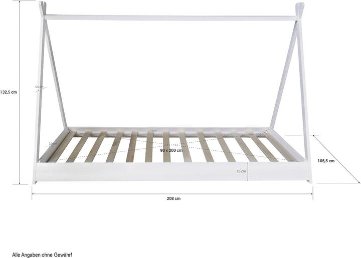 Actual product image Homestyle4u TIPI cot with mattress (90 x 200 cm)