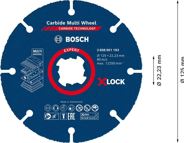 Immagine prodotto Bosch Professional Zubehör Expert Carbide Multi Wheel X-LOCK, 125 mm, 22,23 mm