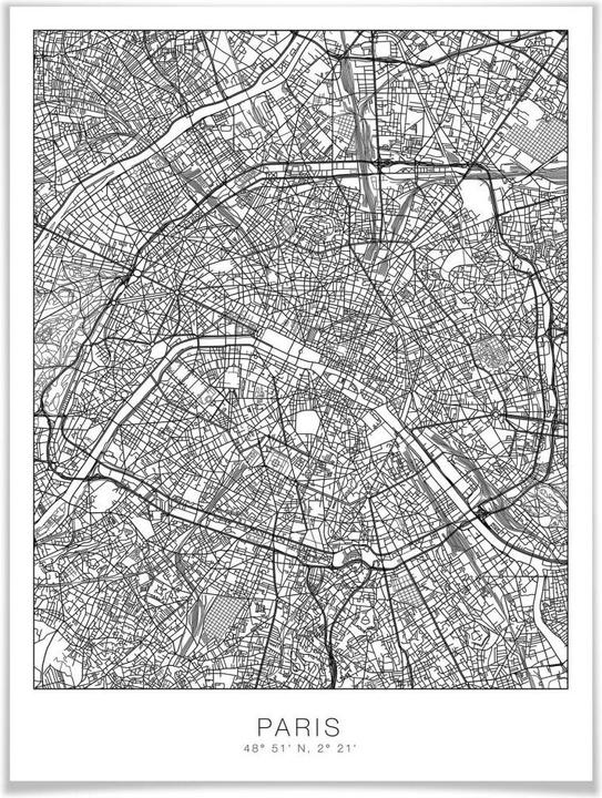 Produktbild Trenddeko Stadtplan Paris (50 x 60 cm)