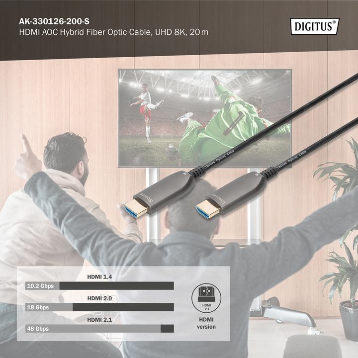 Actual product image Digitus HDMI AOC Hybrid Fiber Optic Cable, UHD 8K, 20 m (20 m, HDMI)