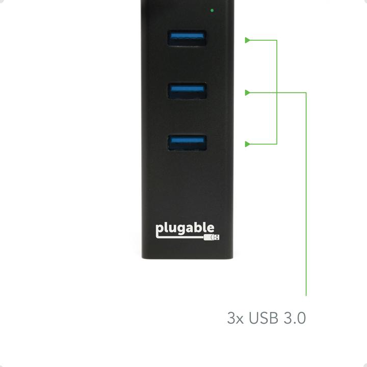 Image du produit Plugable Hub alimenté par bus 3 ports USB 3.0 (USB-C)