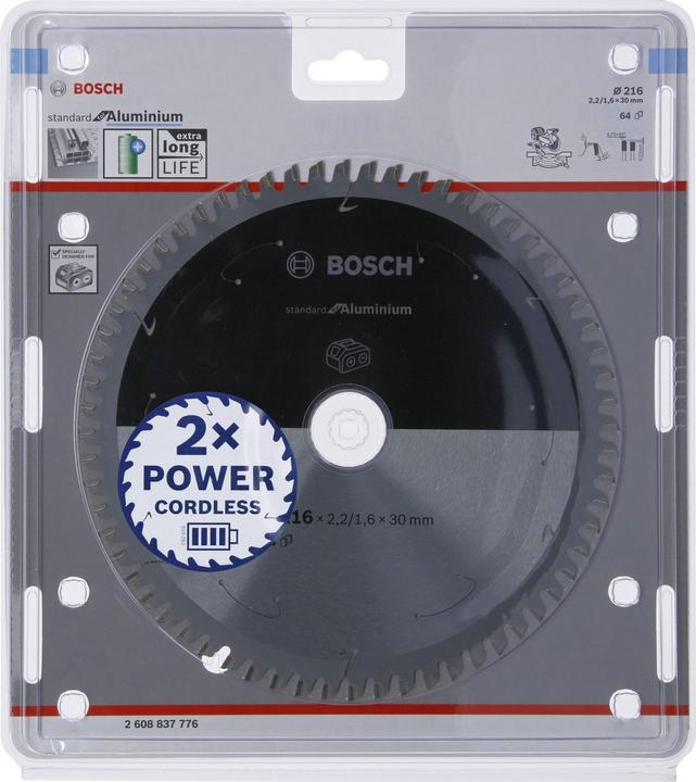 Productafbeelding Bosch Professional Zubehör Cirkelzaagblad Standaard voor Aluminium, 216x2,2/1,6x30, 64 tanden