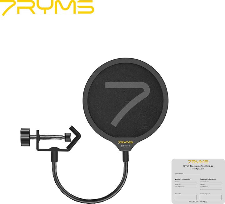 Image du produit 7Ryms Filtre pop microphone ajustable à 360° avec bouclier de masque double couche