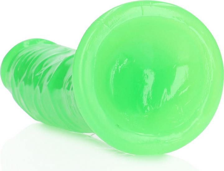 Actual product image RealRock Slim Dildo Suction Cup - GitD - 8" / 20 cm - Neon Green