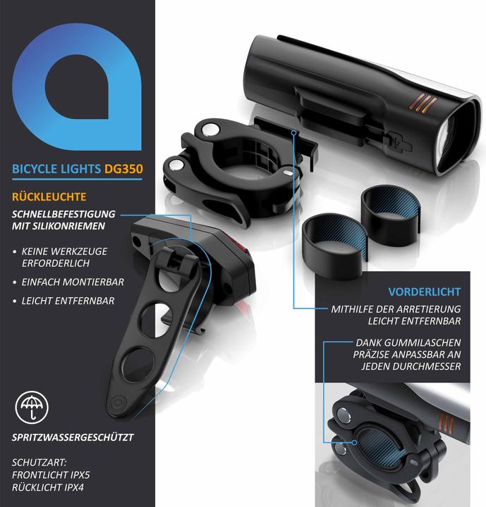 Actual product image Aplic LED bike light set (300 lm)