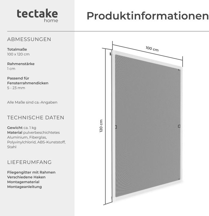 Produktbild tectake Fliegengitter (100 x 120 cm)