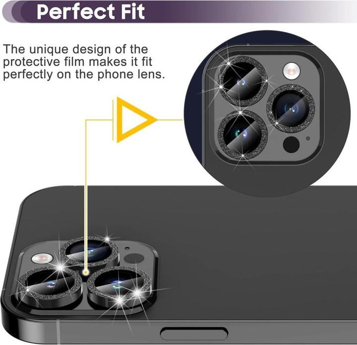 Immagine prodotto Ueli Express Lente protettiva in vetro blindato della fotocamera con brillantini (1 Pezzo/i, Apple iPhone 16 Pro, Apple iPhone 16 Pro Max)