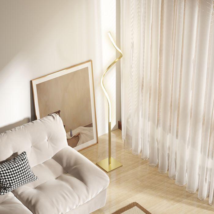 Actual product image Swisshandel24 Stehlampe Dimmbar LED Stehleuchte mit Fussschalter für Wohnzimmer, Gold (700 lm)