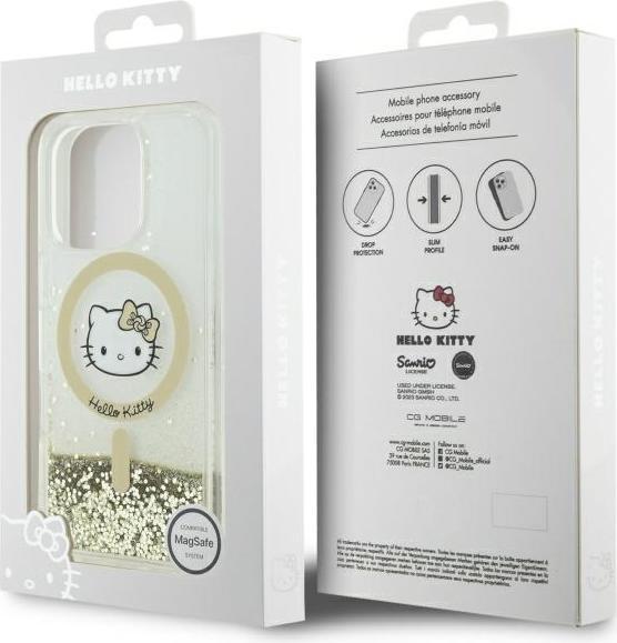 Productafbeelding Hello Kitty HKHMP16XLGDIH iPhone 16 Pro Max 6,9" biały złoty/witgouden hardcase Liquid Glitter Fe (Apple iPhone 16 Pro Max)