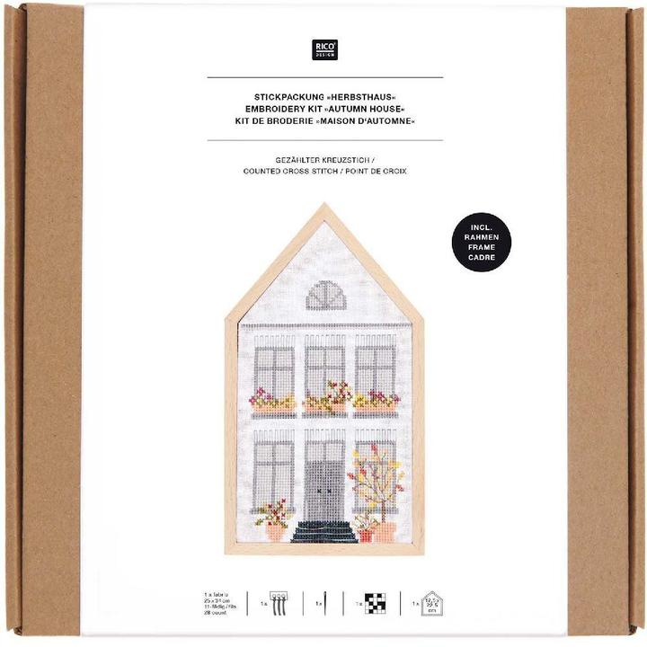 Actual product image Rico Design Embroidered cross stitch, autumn house.100218