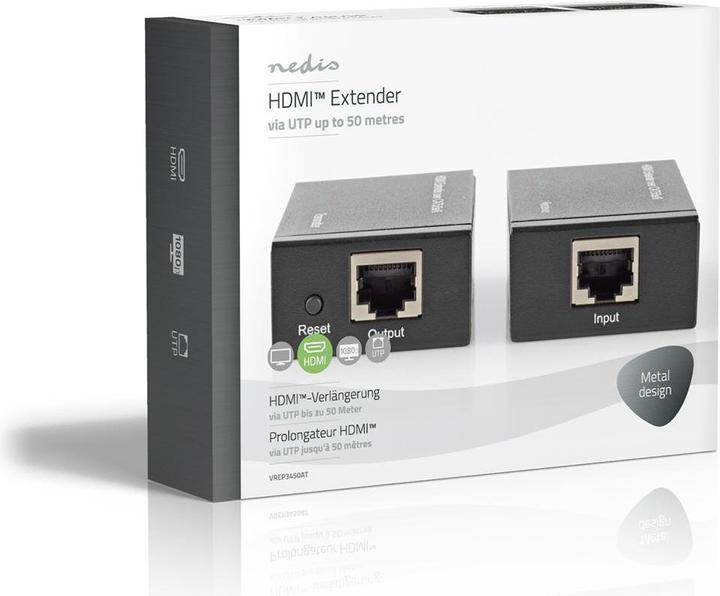 Produktbild Nedis HDMI T Extender Über CAT6 up to 60.0 m 1080p 1.65 Gbps Metall Anthrazit (1 m, HDMI)