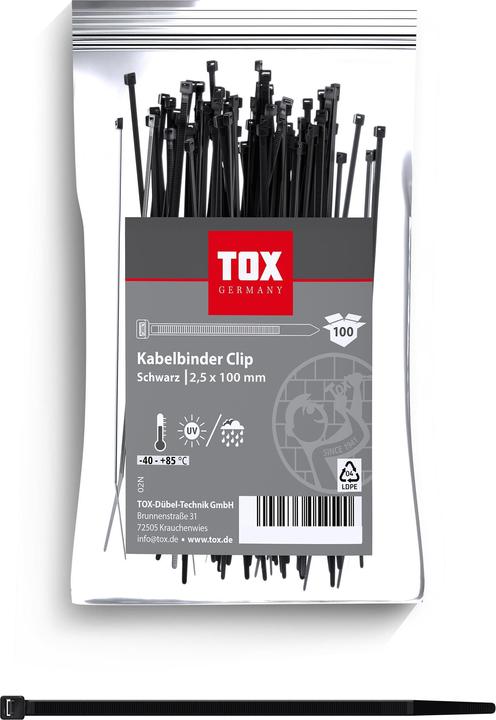 Image du produit Tox Colliers de serrage Clip 2,5x100 (100 pcs) (1000 mm, 100 pcs)