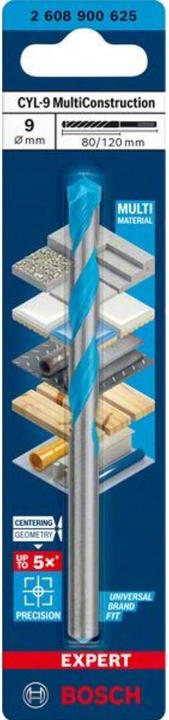 Actual product image Bosch Professional Zubehör Expert CYL-9 MultiConstruction drill, 9 x 80 x 120 mm, d 8 mm (9 millimetres)